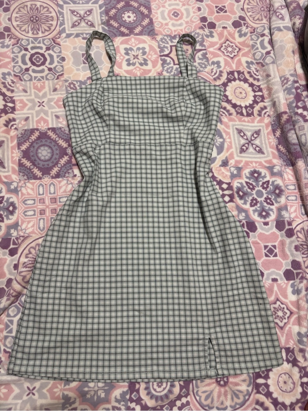 Hollister Green Plaid Square-Neck Mini Dress